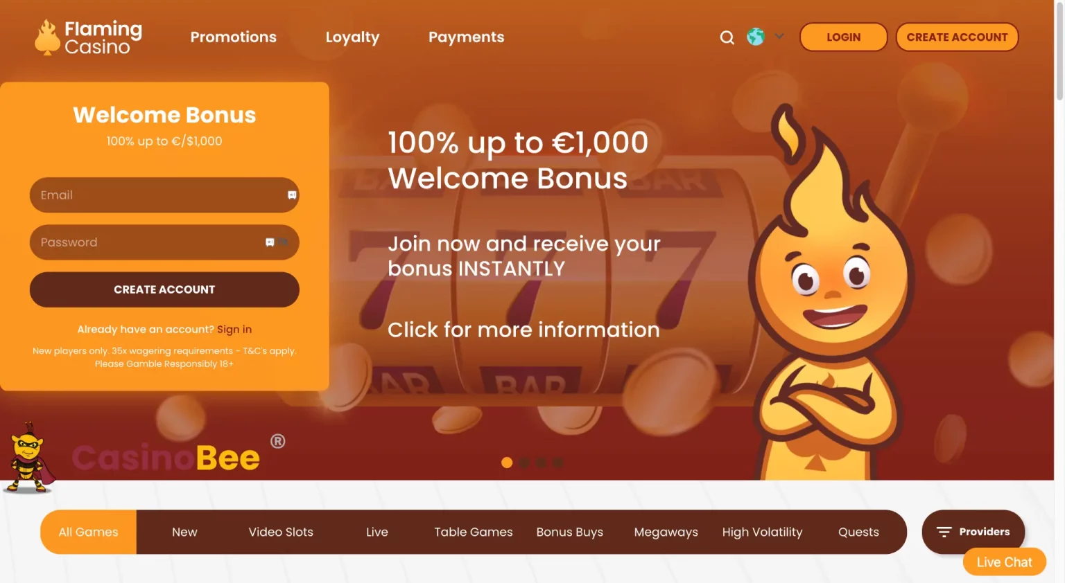 flaming casino review